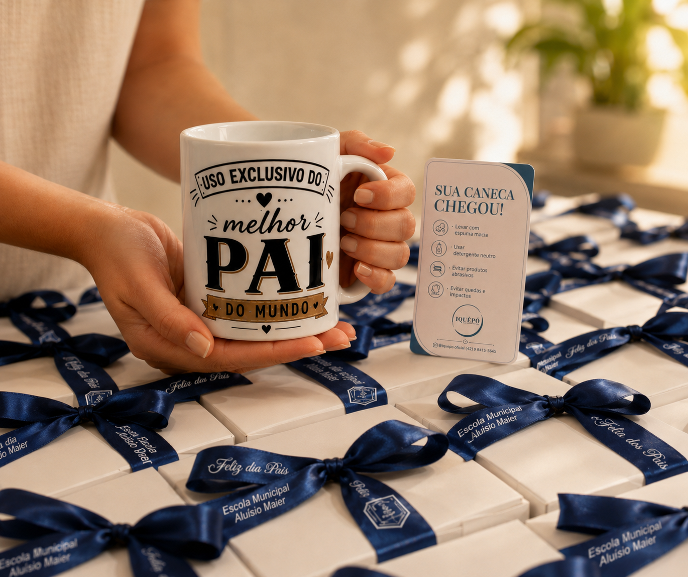 Canecas personalizadas preparadas pela Iquepô para o Dia dos Pais